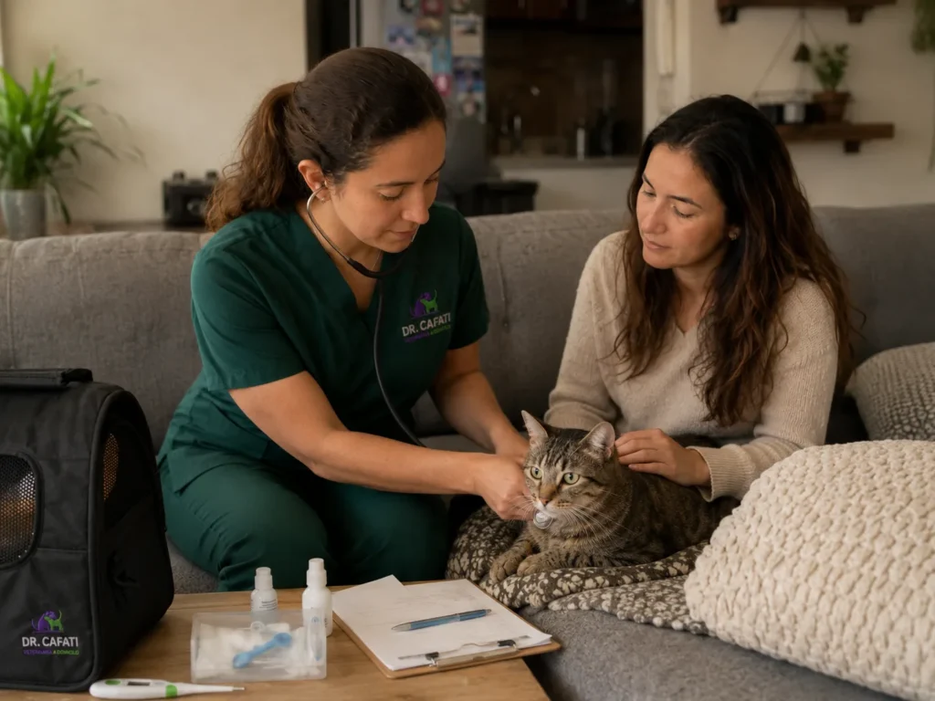 Una vacuna + antiparasitario — atención veterinaria a domicilio