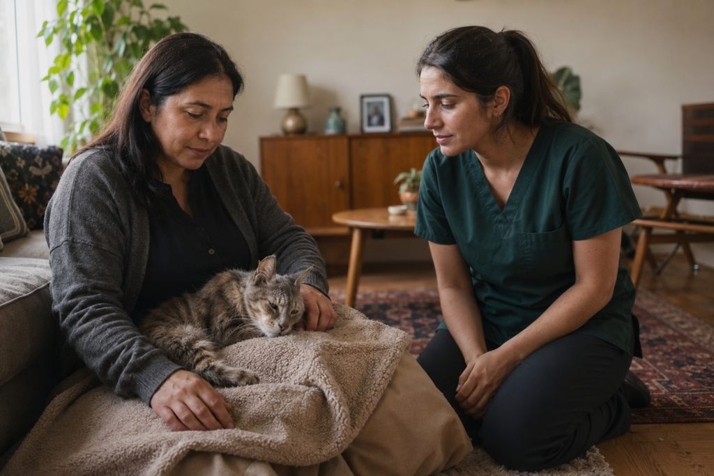 Eutanasia de gato — atención veterinaria a domicilio